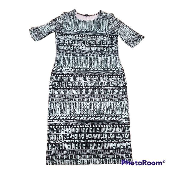 Snap Green and Black Graphic Short Sleeve Boho Bodycon Maxi Dress Size XL - Picture 1 of 8